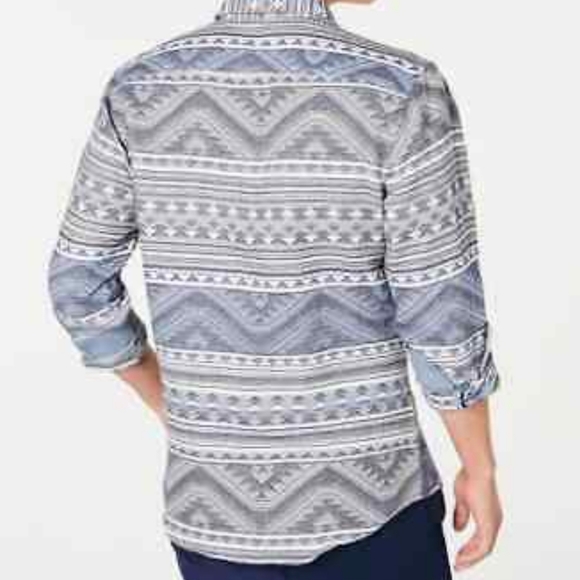 American Rag Aztec Woven Grey Shirt - Picture 2 of 4